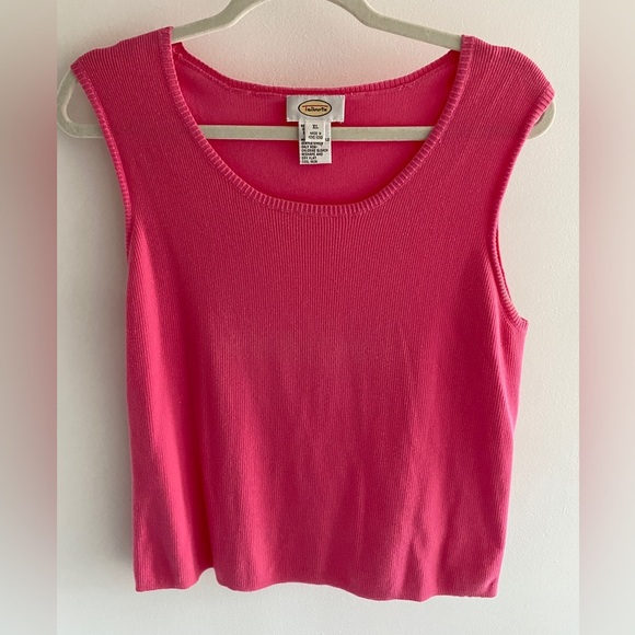 Talbots pink, mostly cotton soft sweater tank top. Size XL. Sleeveless. - Picture 4 of 9